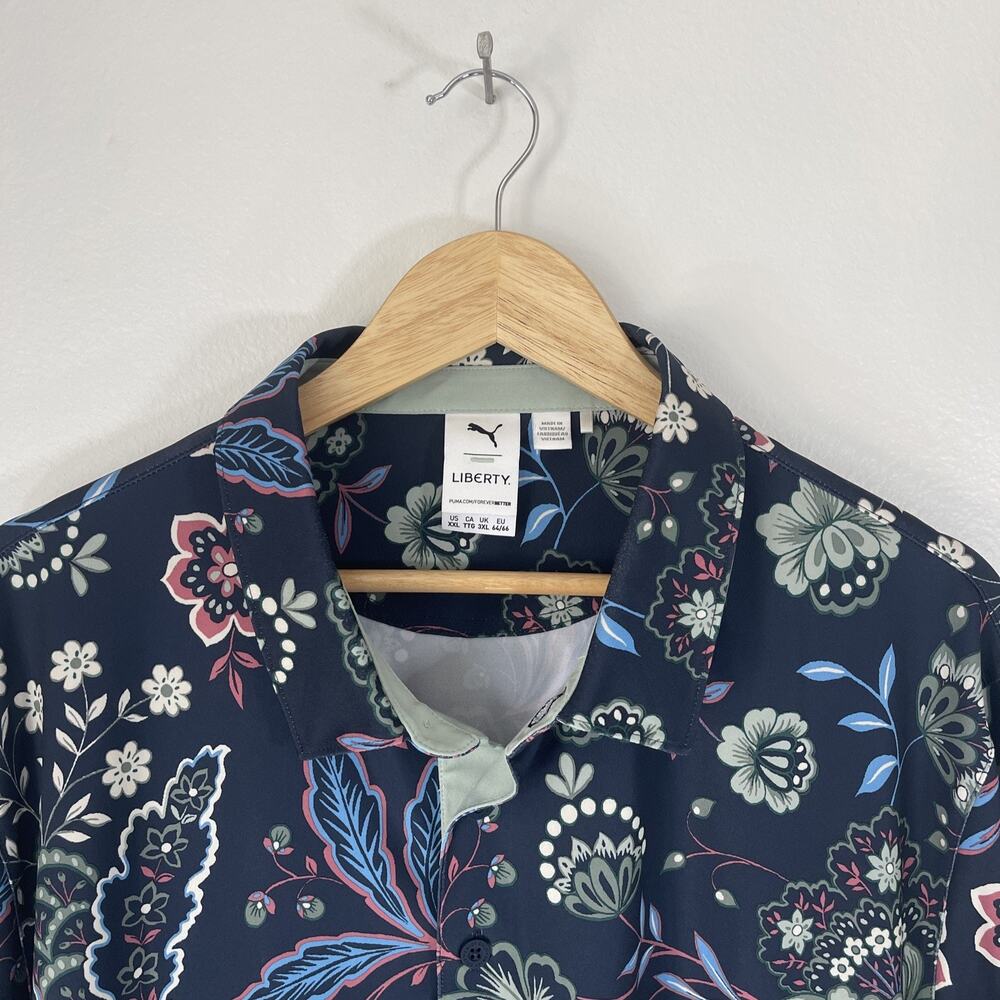 Men's Puma x Liberty Navy Paisley Golf Shirt XXL